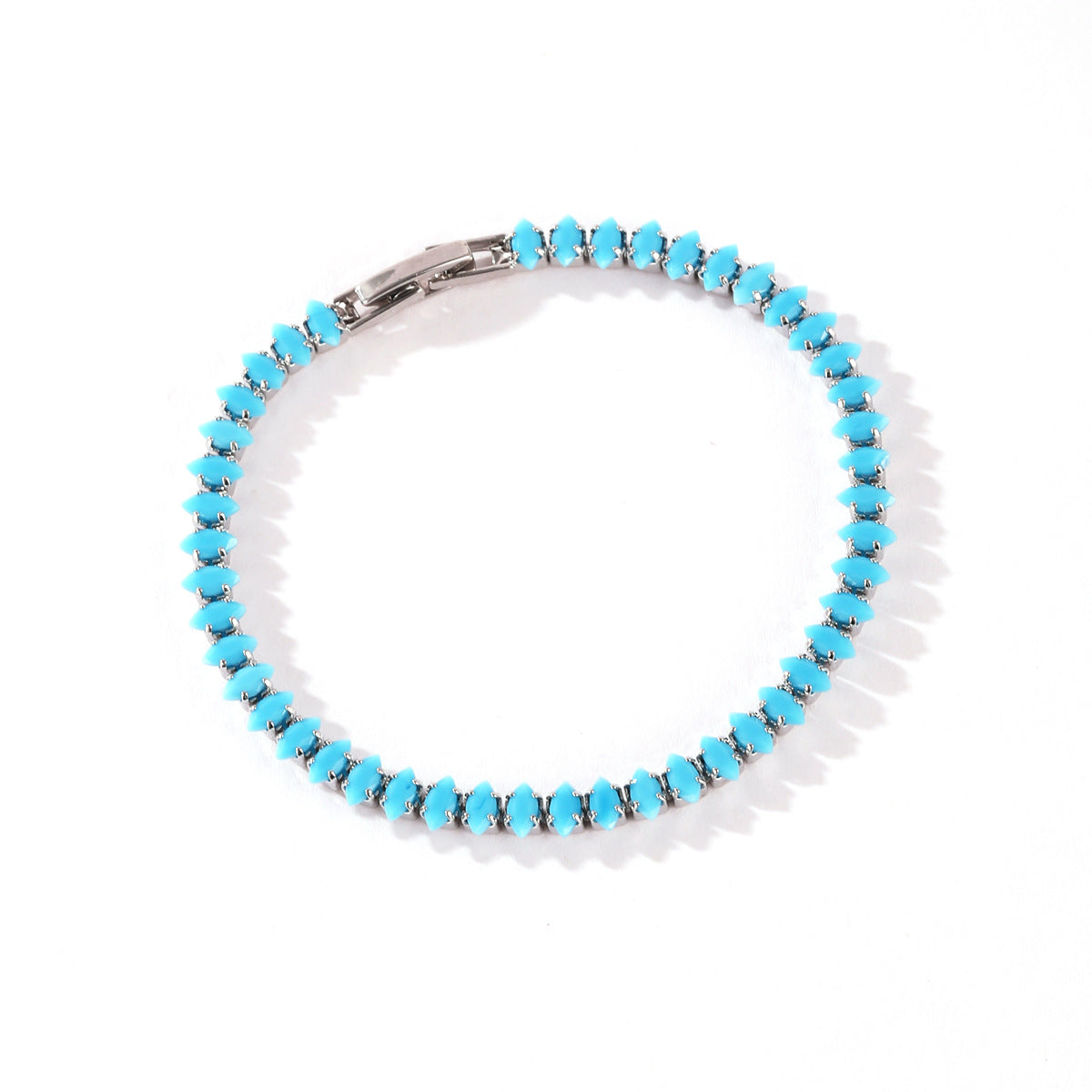 Wholesale 18k Gold Plated Zircon Bracelet,  Blue Turquoise Design,  Boutique Jewelry Accessory
