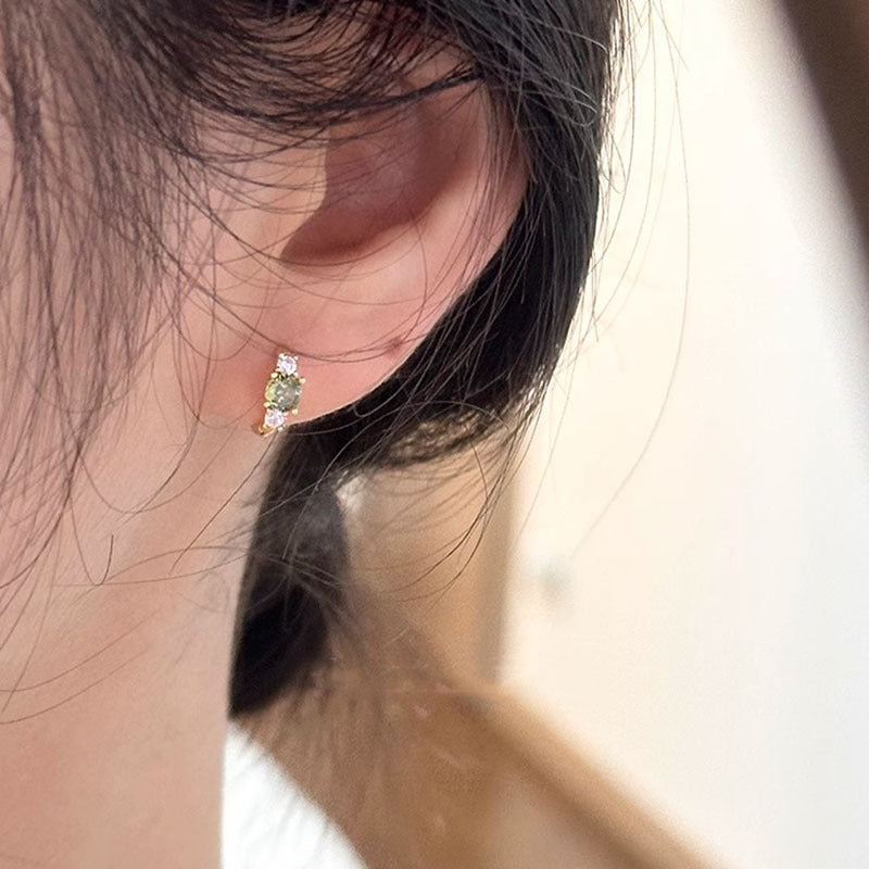 Wholesale Retro Olive Green Zircon Earrings Copper Electroplating Fashion Accessory