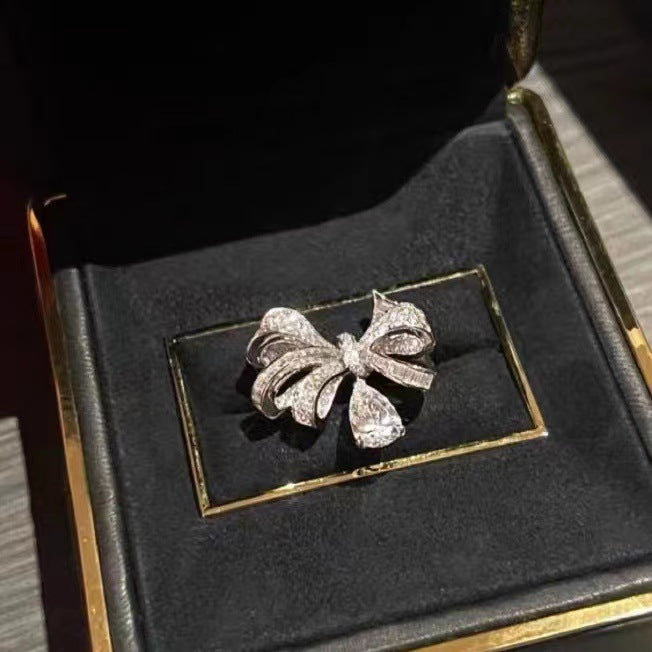 Wholesale Bowknot Water Drop Ring Women's Opening Adjustable Rings