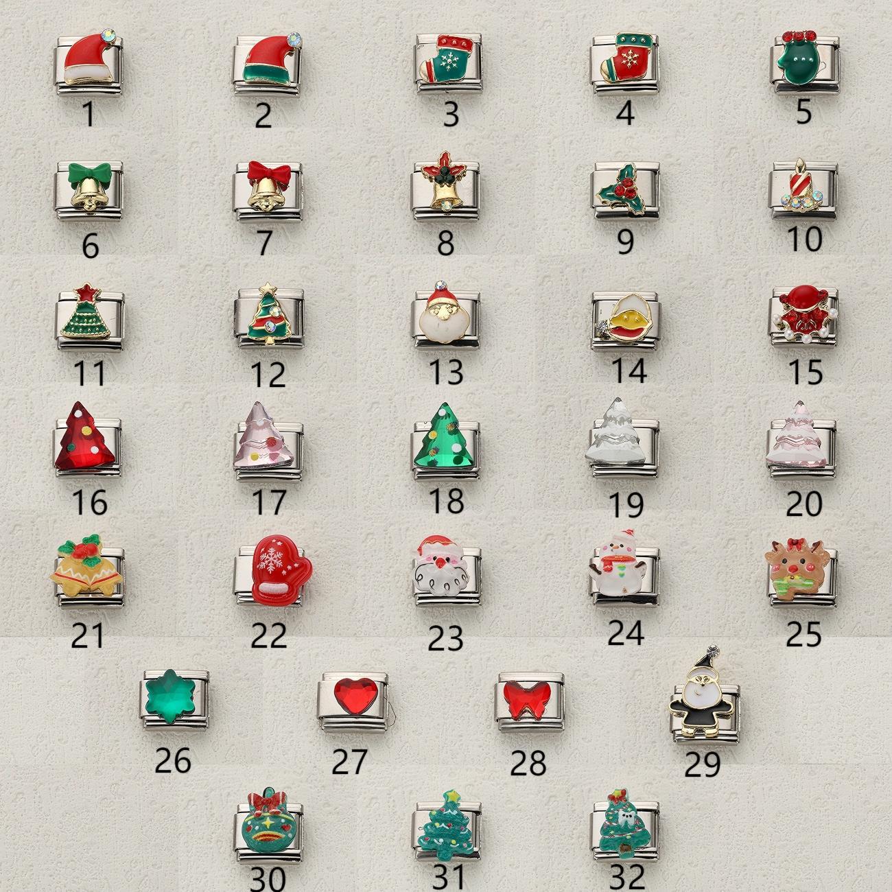 Wholesale 10pcs Italian Charm Bracelet 9mm DIY Splicing Christmas Collection Stainless Steel Composable Bracelet