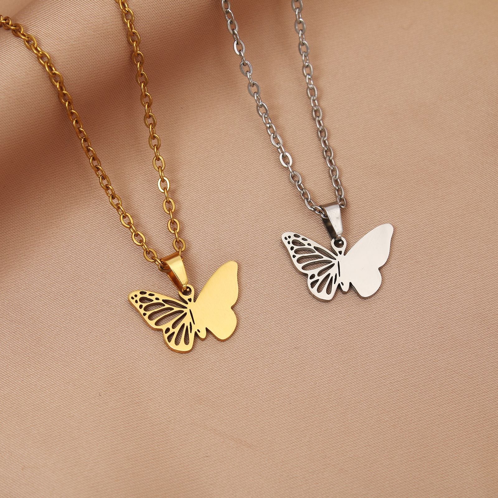Wholesale  stainless steel lettering Golden Butterfly Mother pendant necklace