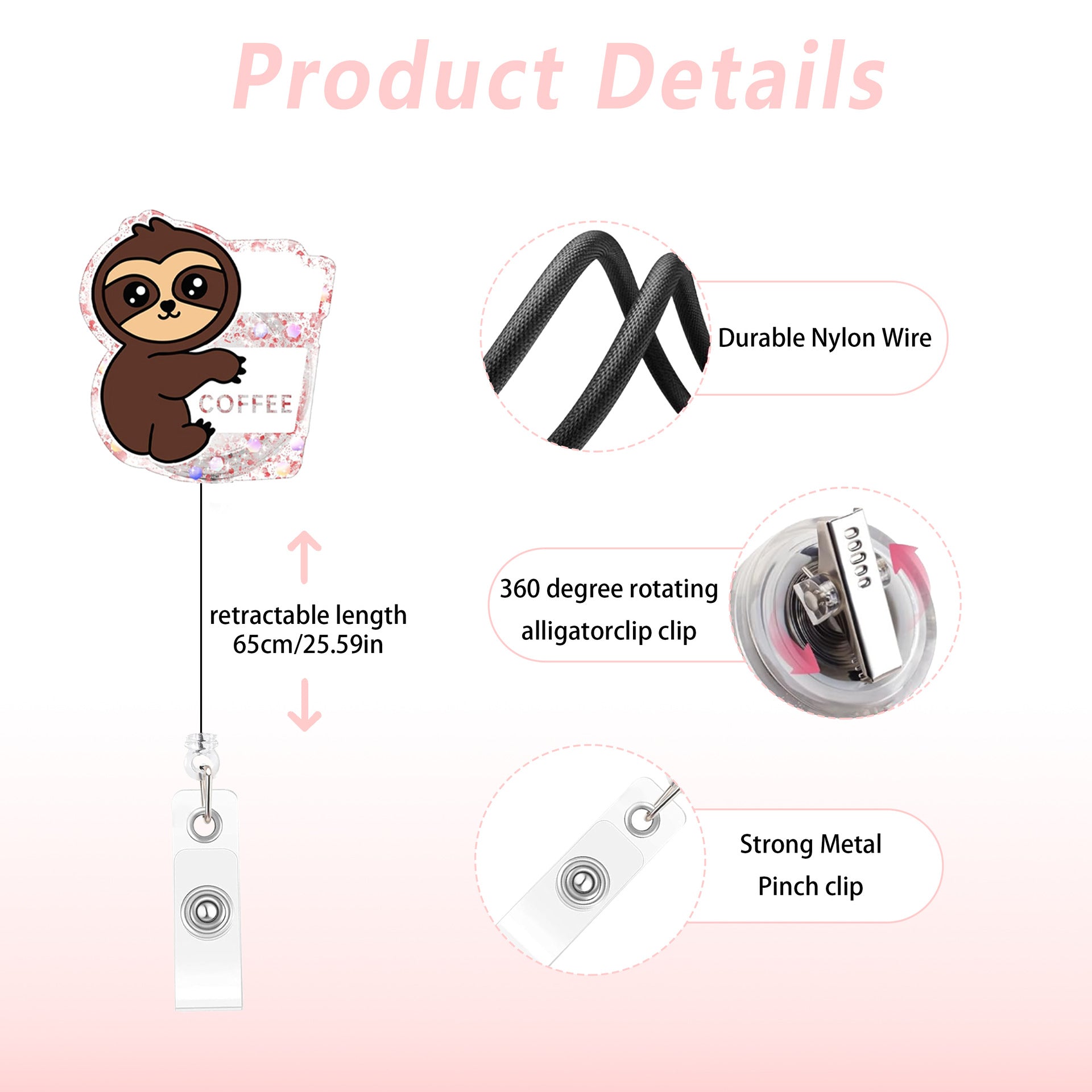 Wholesale Plastic Cartoon Animal Retractable Badge Holder Fun ID Card Holder Easy-Pull Buckle Fashion Accessory for Resale