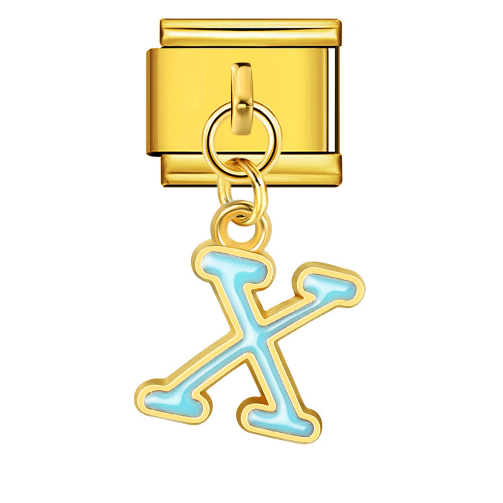 Wholesale Italian Charm Bracelet 9mm DIY Splicing Letter Series Stainless Steel Composable Bracelet