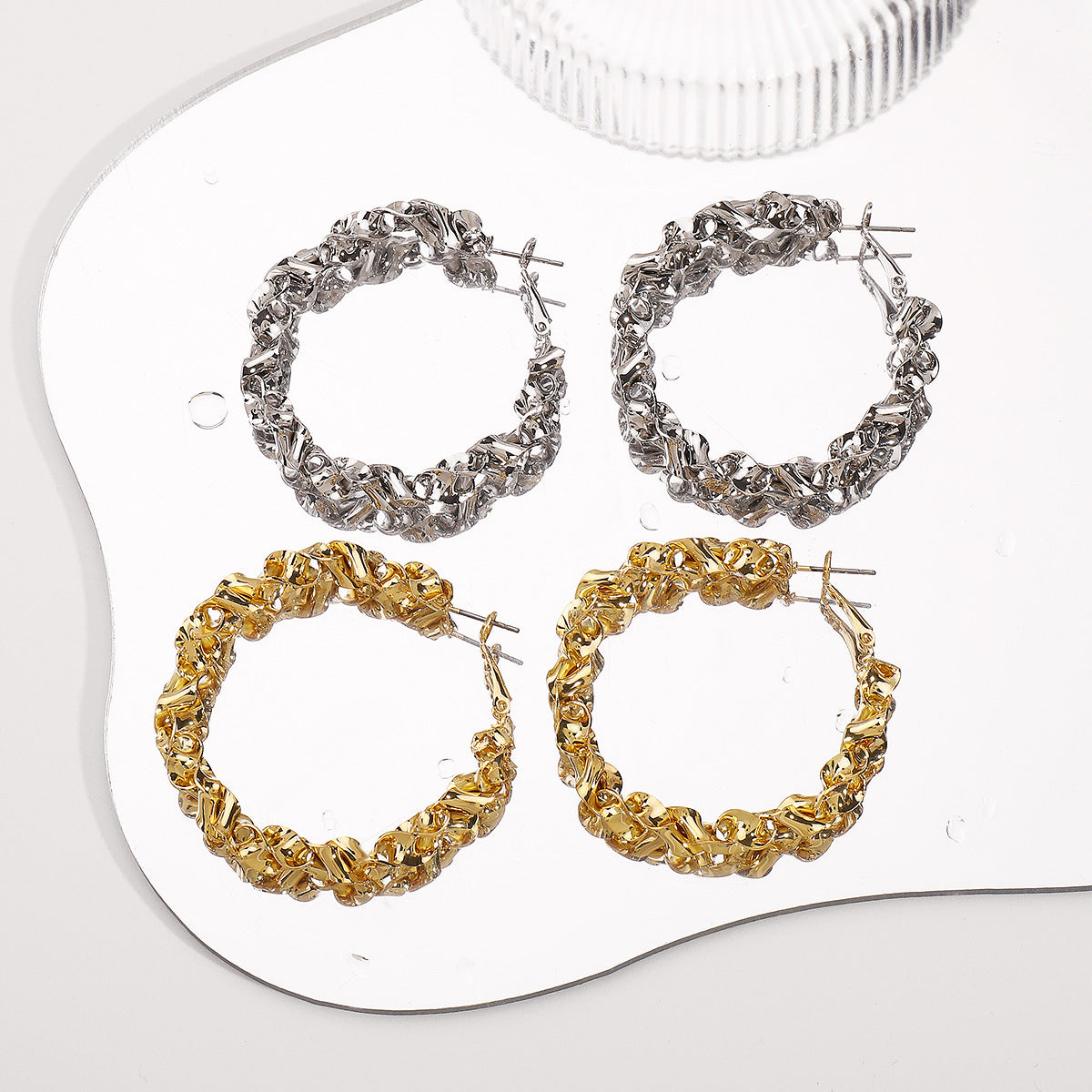 Wholesale geometric irregular twist metal style earrings