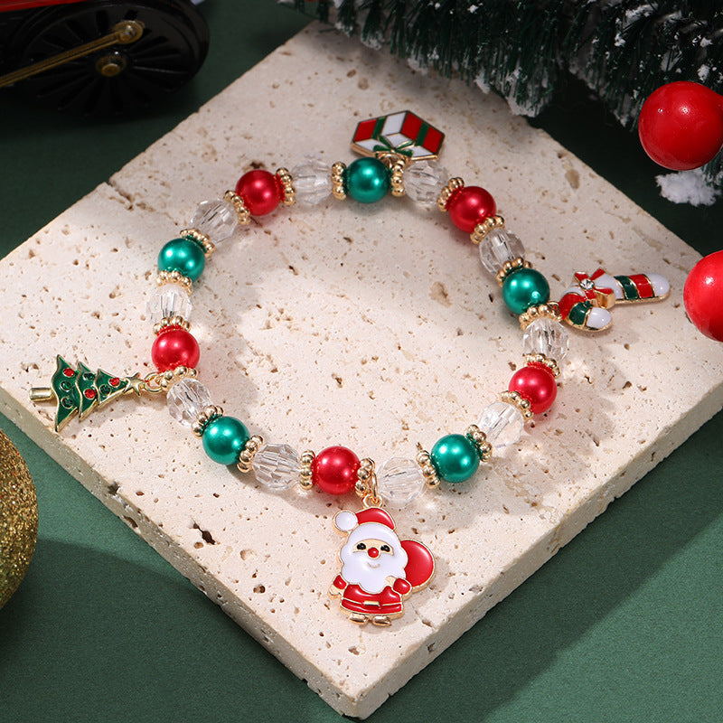 Wholesale Christmas Gift Beaded Letter Elastic Bracelet suit