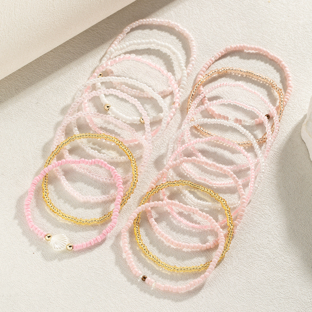 Wholesale  Resin Scallop Multicolor Rice Beads Set