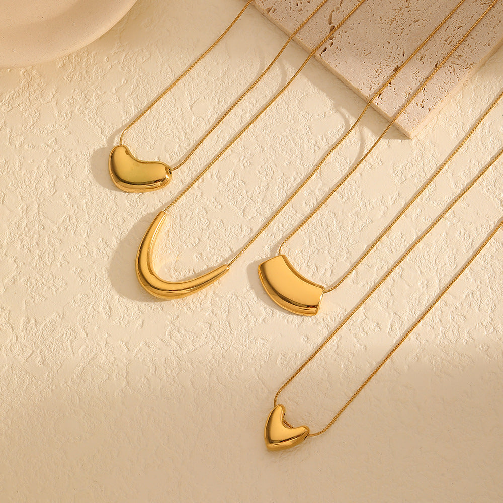 Wholesale Geometric Curved 18K Gold Stainless Steel Necklaces ACC-NE-LiQuan001