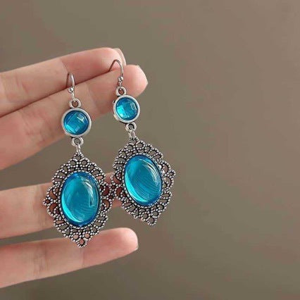 Wholesale Exaggerated Ethnic Gemstone Earrings,  Zinc Alloy Electroplated,  Jewelry Accessory
