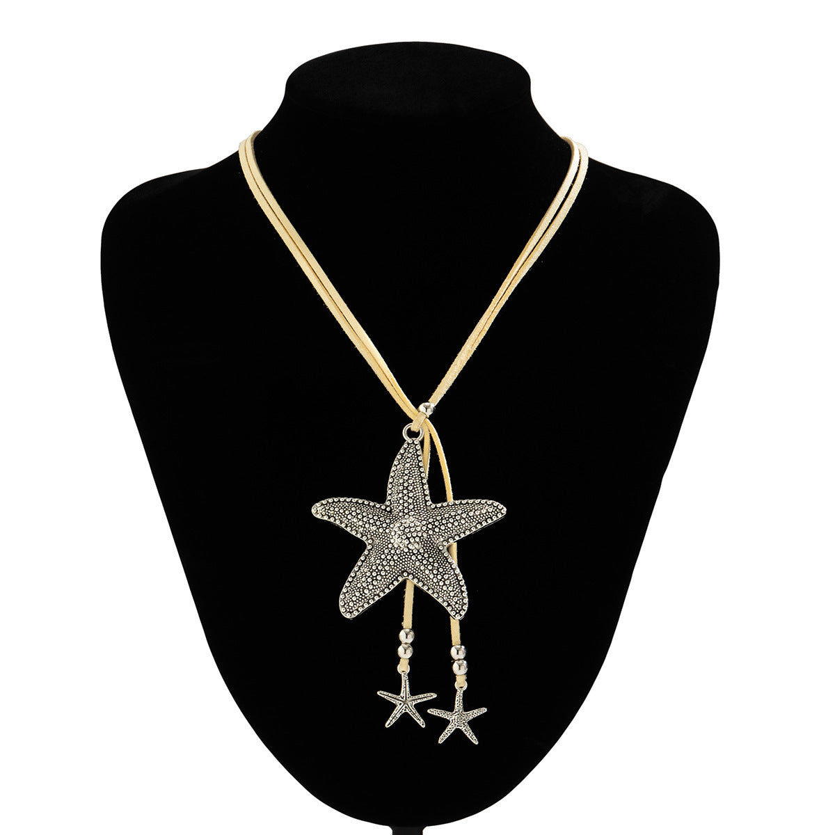 Wholesale Ancient Silver Finish Bohemian Starfish Pendant Necklace Ocean Mermaid Style Beach Vacation Jewelry Accessory