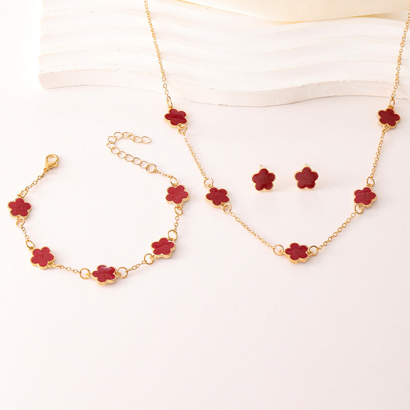Wholesale Clover Necklace Bracelet Earrings 3-piece Sets ACC-NE-ChaoKai011