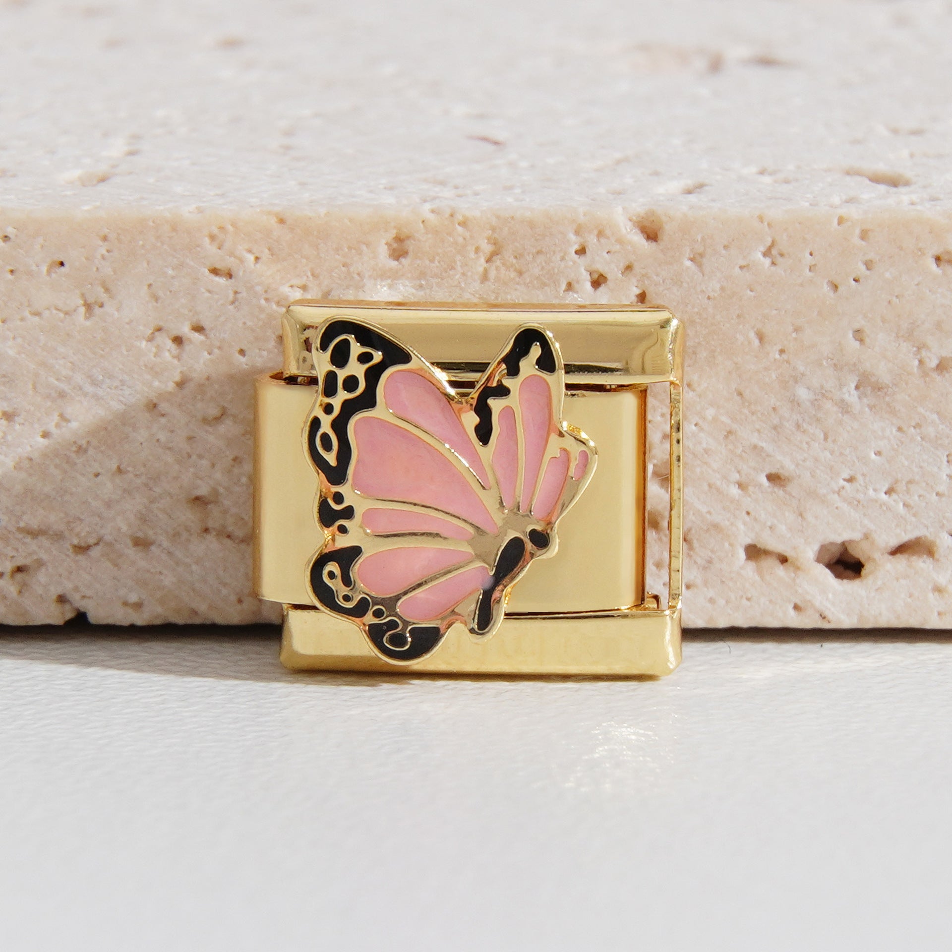 Wholesale Italian Charm Bracelet 9mm DIY Splicing Gold Butterfly Stainless Steel Composable Bracelet