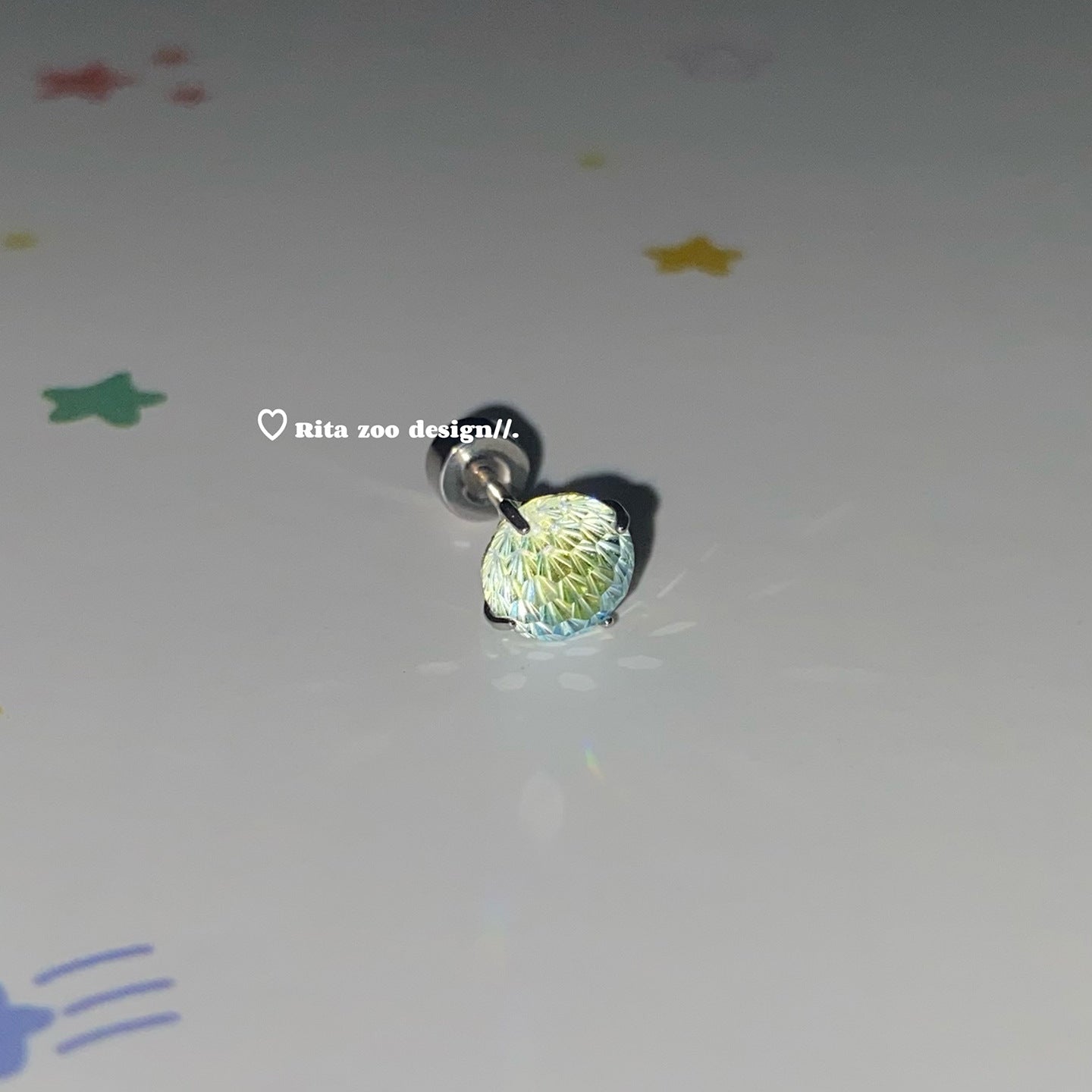 Wholesale Titanium Steel  Green  Star Zircon Earrings