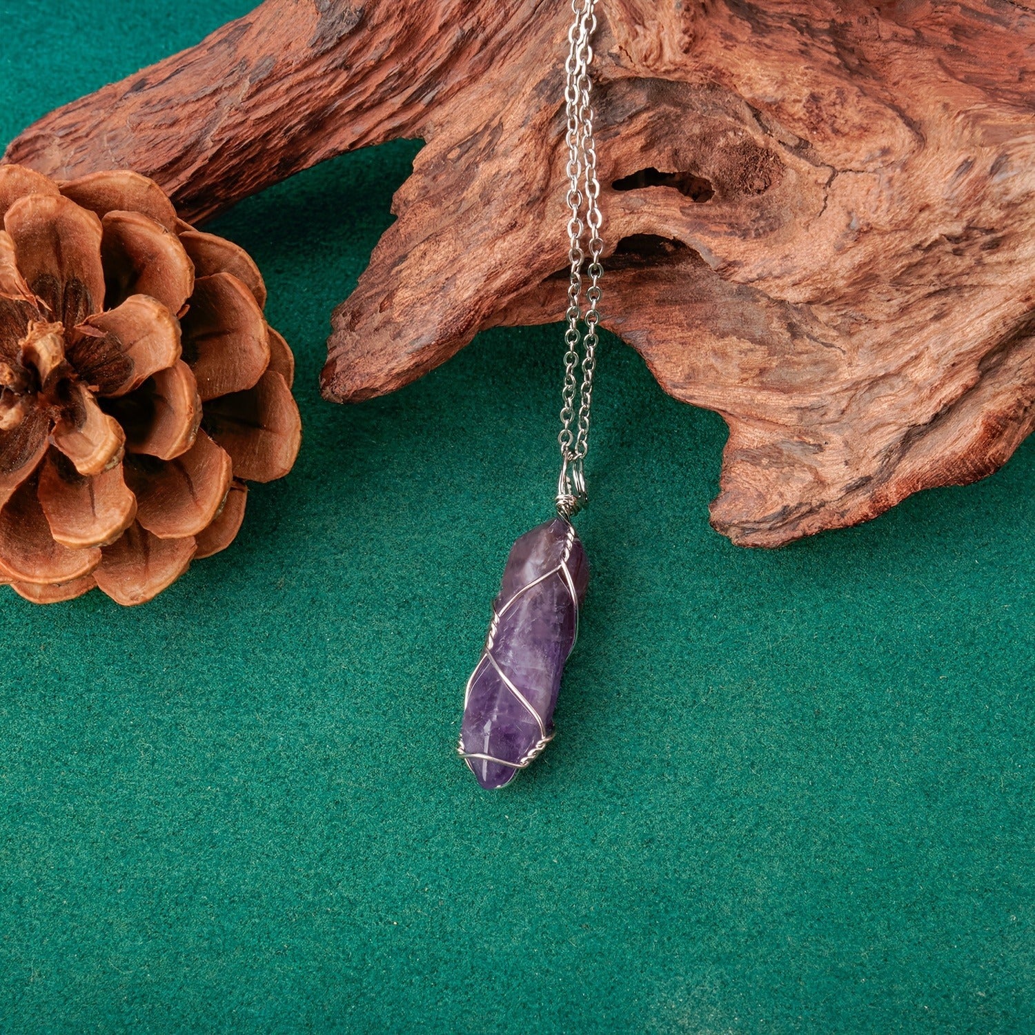 Wholesale Tree of Life Amethyst Heart Pendant Necklace Fashion Accessory Gift