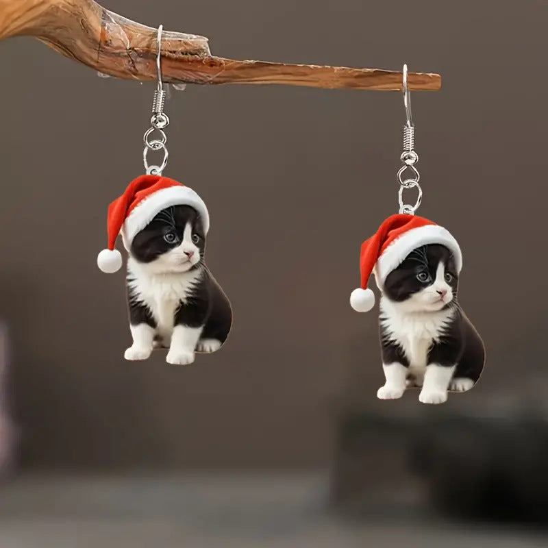 Wholesale Christmas Cute Cat Acrylic Earrings ACC-ES-Xiyin008