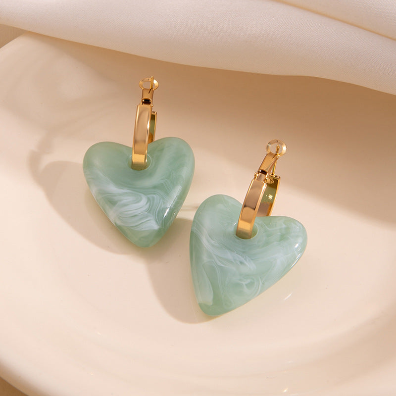 Wholesale Stainless Steel Resin Heart Earrings Minimalist Everyday Jewelry Gift