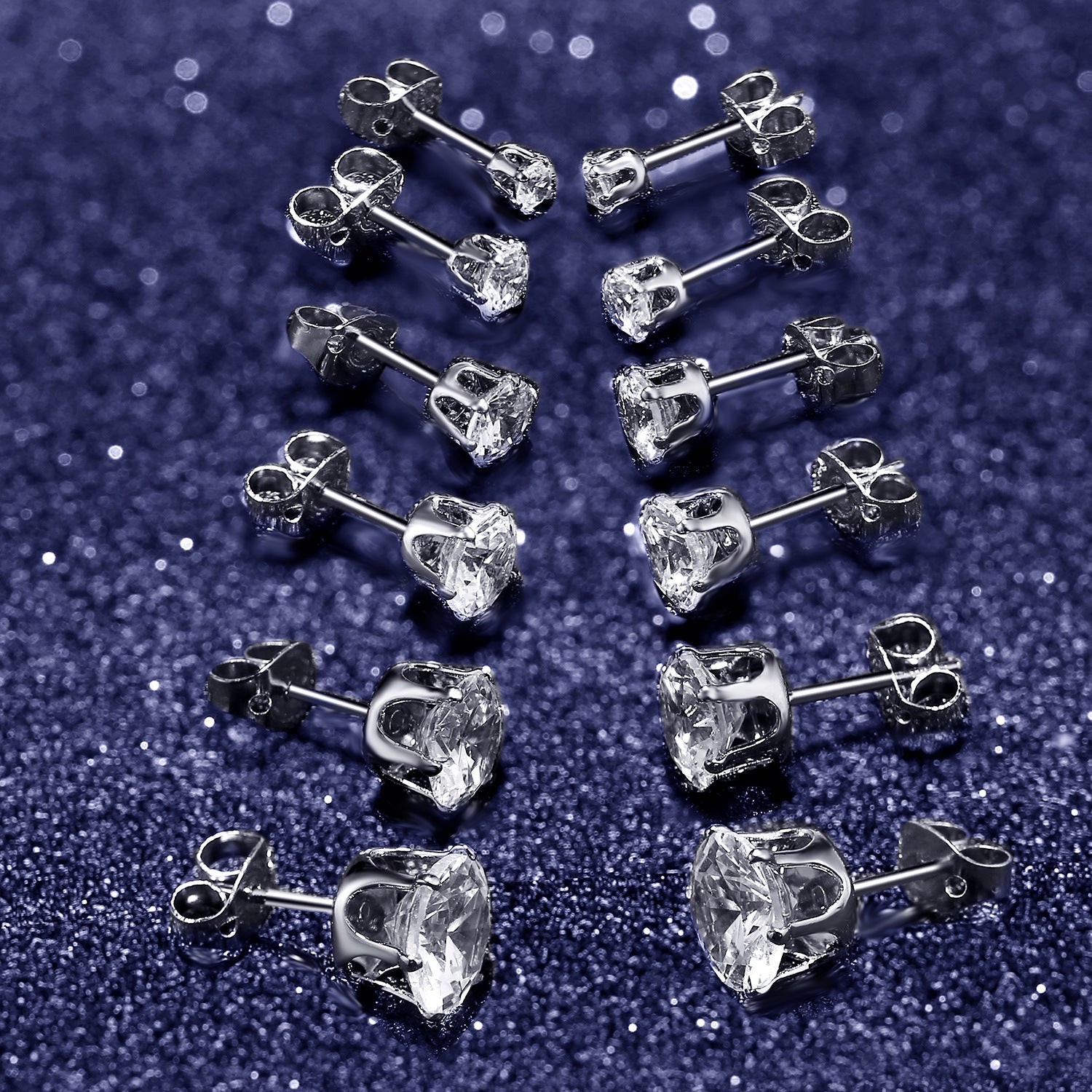 Wholesale stainless steel earrings zircon earrings suit