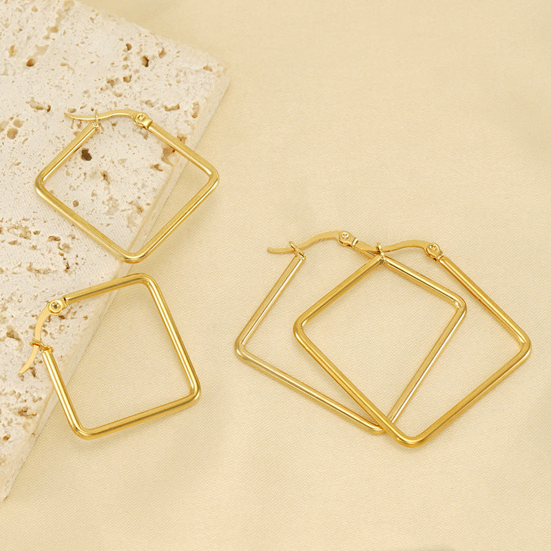 Wholesale Stainless steel  square earrings square large coil earrings