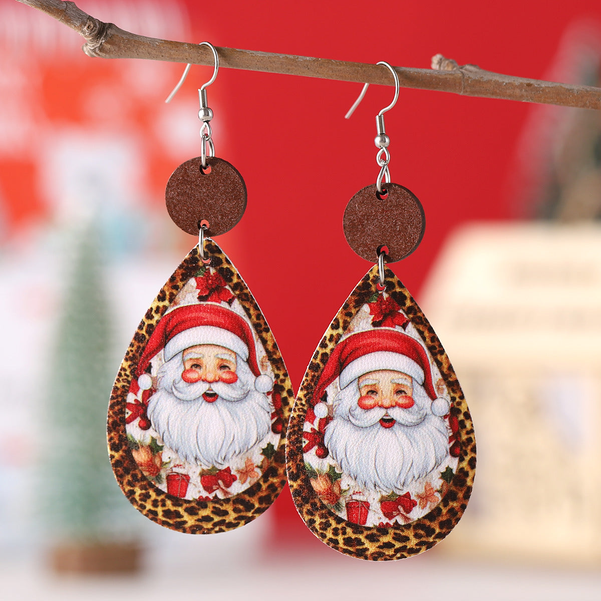 Wholesale Christmas Funny  Plaid ing Pendant Earrings