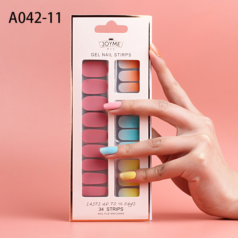 Wholesale Plastic Nail Stickers, Waterproof, Baking Free, Solid Color Nail Stickers, 34 Stickers Without Curling Edges ACC-NS-XKQ007