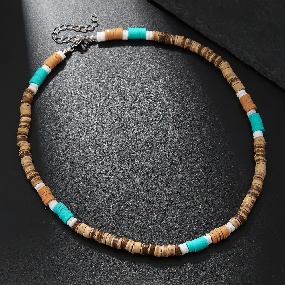 Wholesale turquoise necklace surfing punk necklace niche design hip-hop necklace