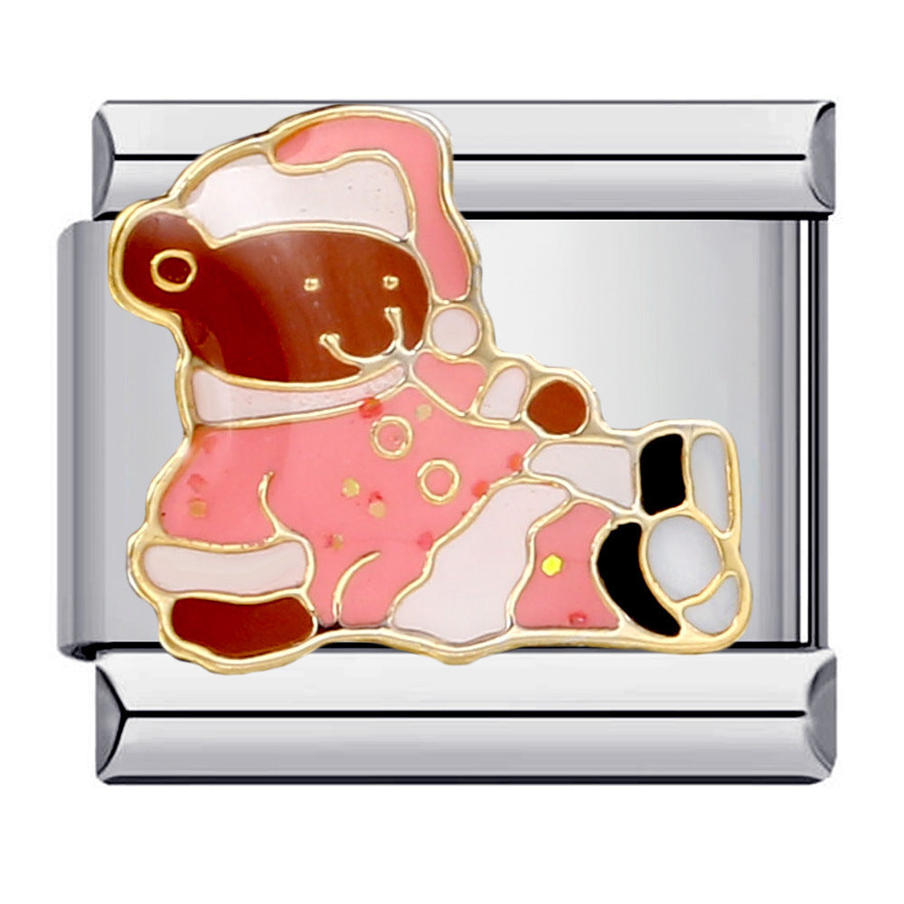 Wholesale Cute Bear Italian Module Bracelet Stainless Steel Welding Pattern DIY Charms