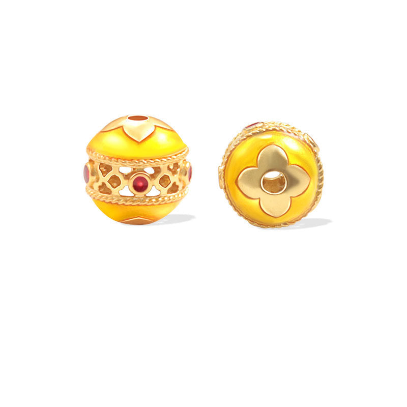 Wholesale S925 sterling silver ancient gold cloisonne auspicious spacer beads enamel loose beads
