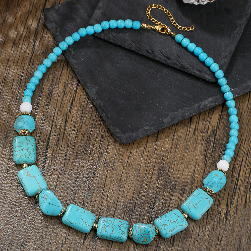 Wholesale turquoise necklace surfing punk necklace niche design hip-hop necklace
