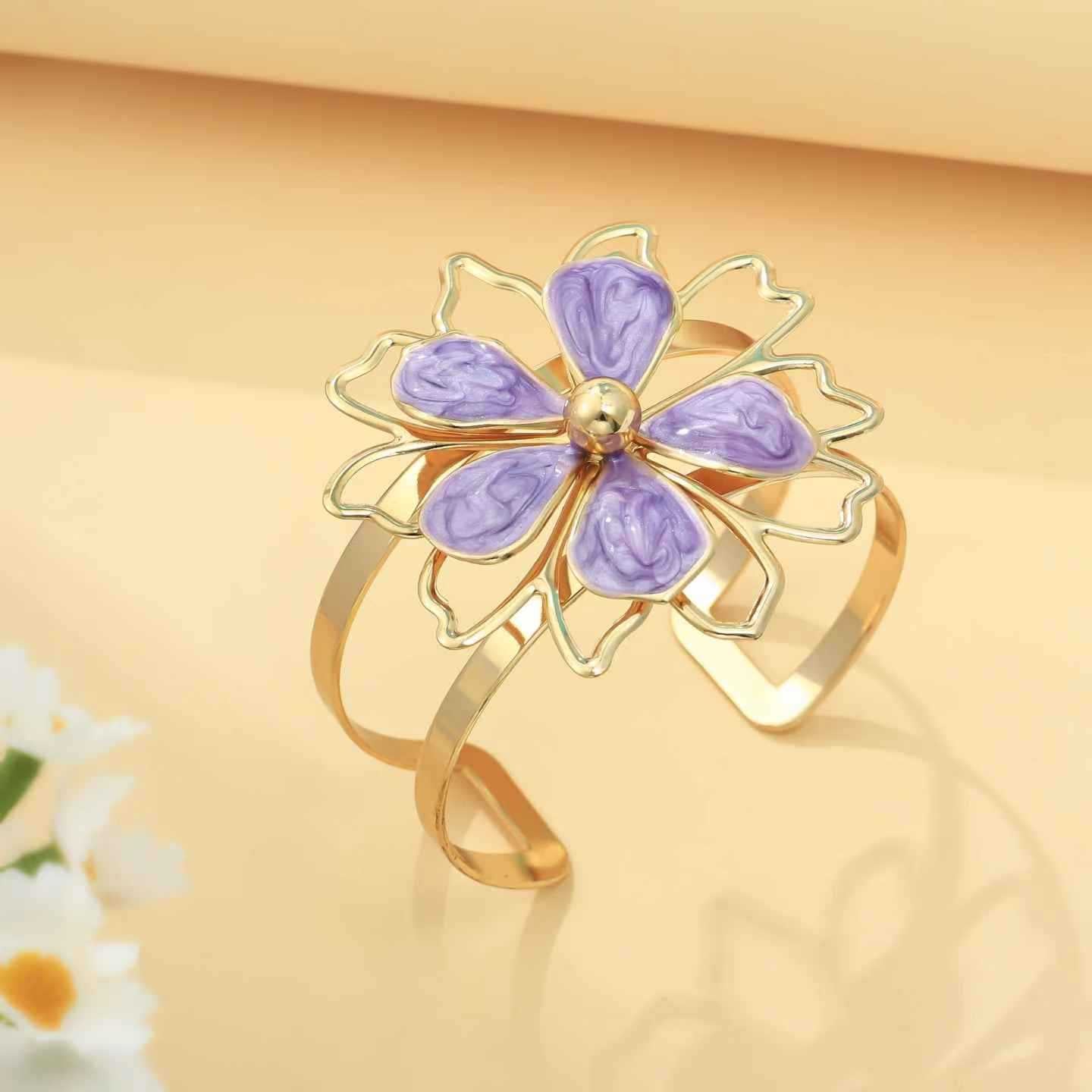 Wholesale Double-Layer Hollow Three-Dimensional Flower Ring