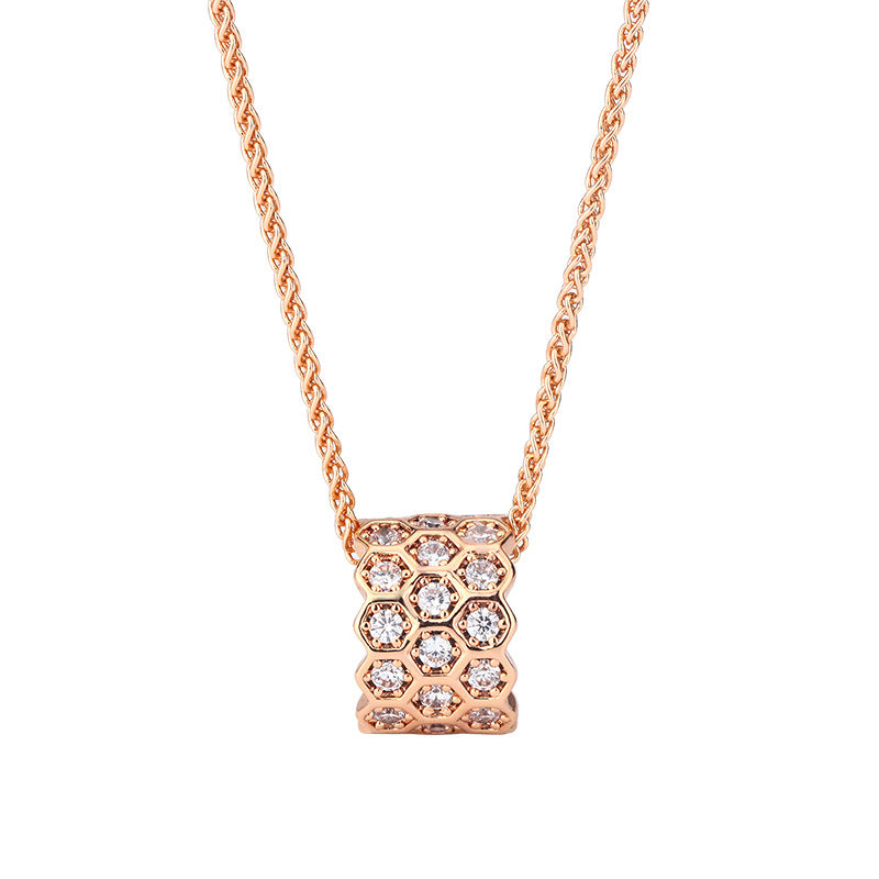 Wholesale V gold carved round honeycomb type wheat necklace