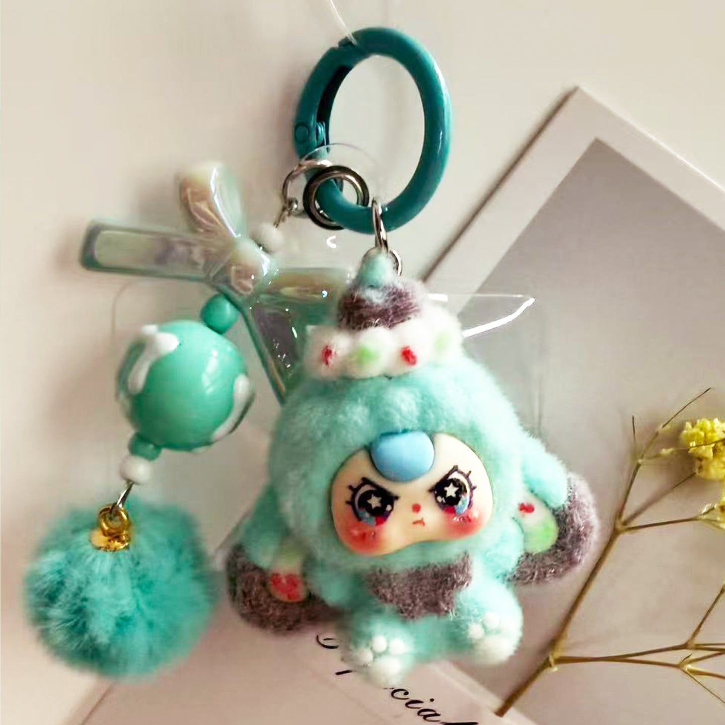 Wholesale Cute resin flocked keychain ACC VIP