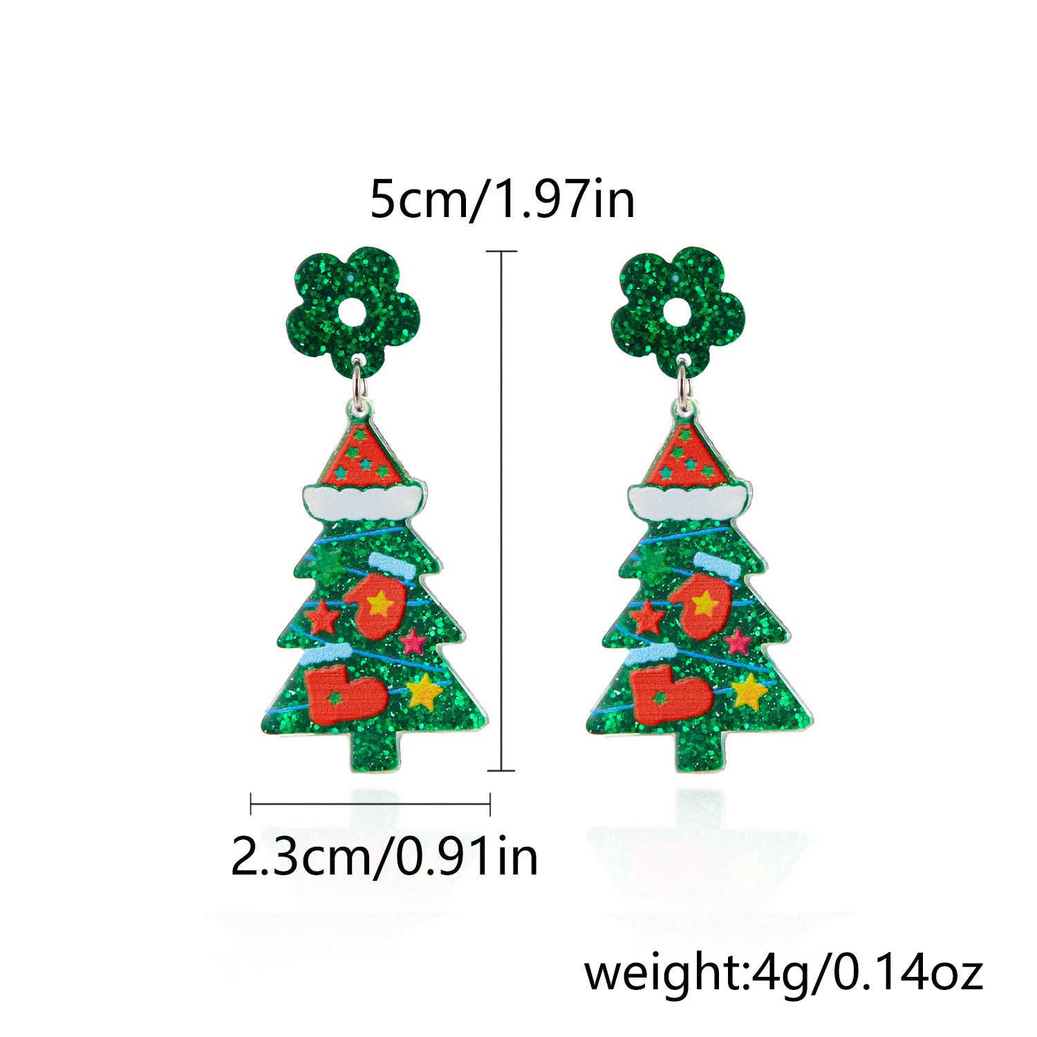 Wholesale Christmas Acrylic Printed Christmas Tree Earrings ACC-ES-YingHao004