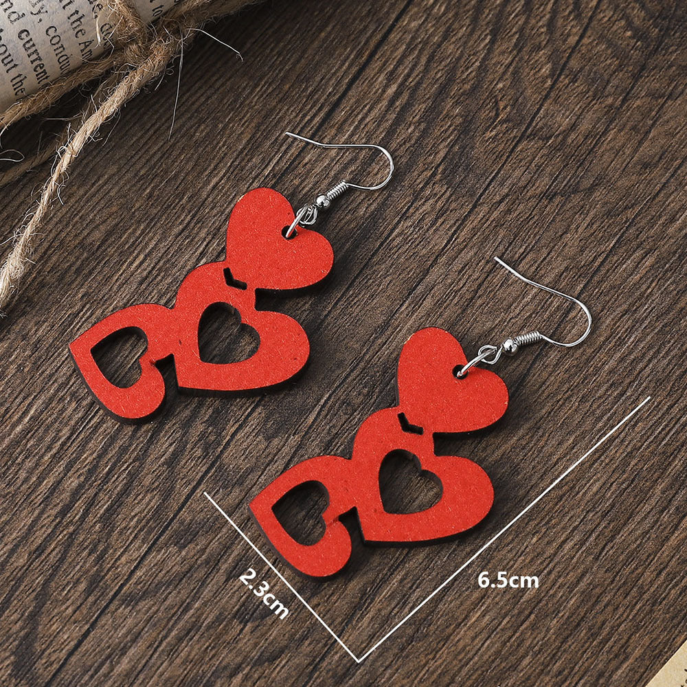 Wholesale Valentine's Day red hollow love series earrings