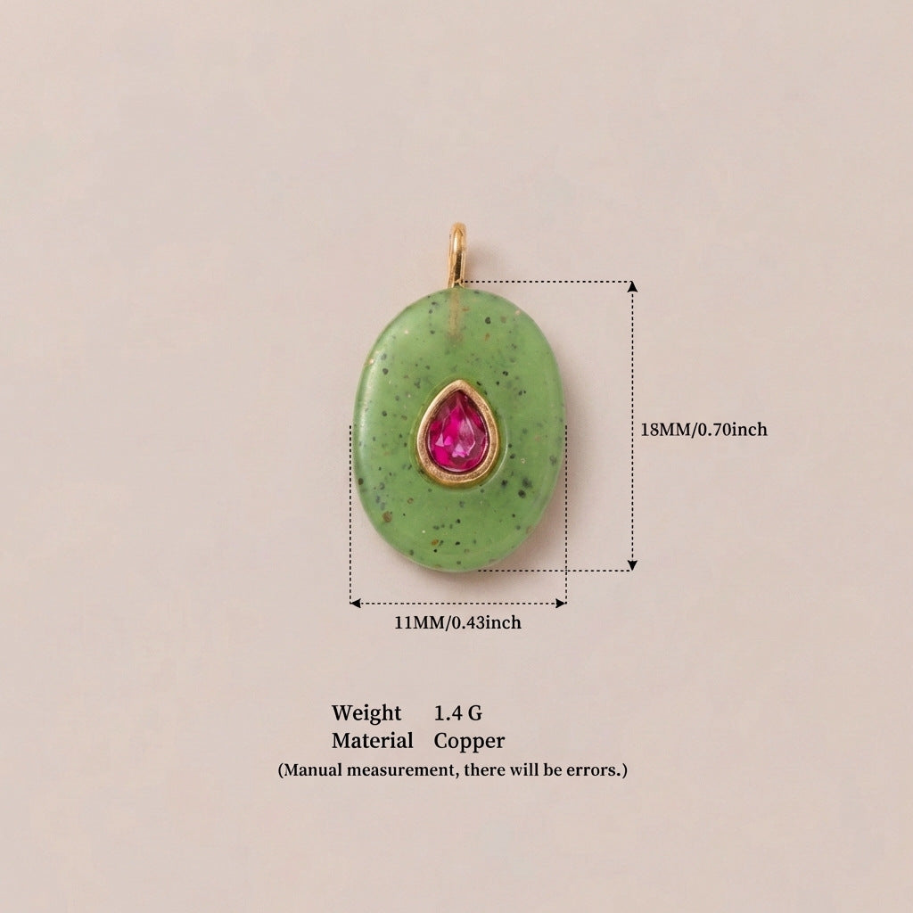 Wholesale Cross-Border Independent Website New Dopamine-Colored Birthstone Zircon Round and Square Cute DIY Pendant Gold-Plated