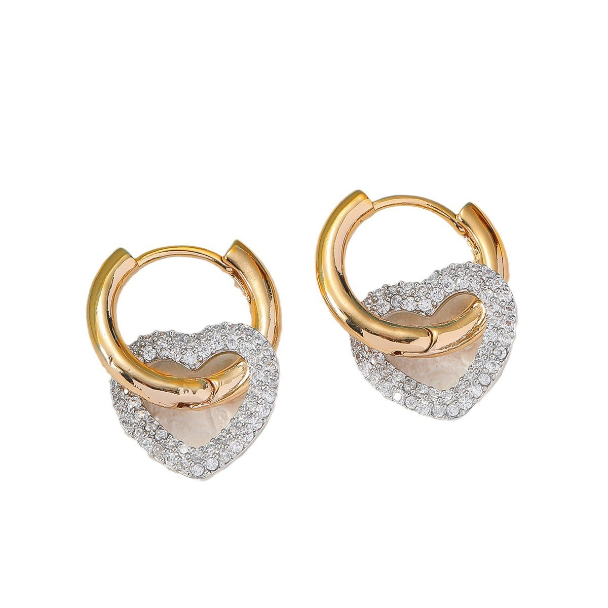 Wholesale Heart-filled Zirconium Electroplated 18K Gold Valentine's Day Ring