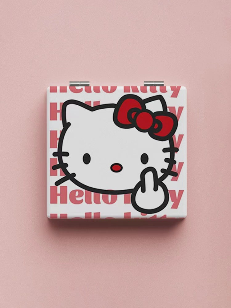 Wholesale Cartoon Double-sided Mirror PU Leather Portable Folding Small Mirror ACCVIP-MR-Haic003