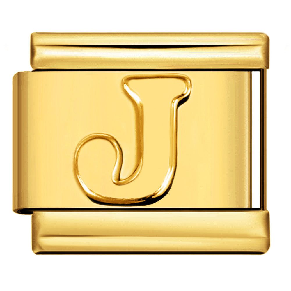 Wholesale Gold Plated Stainless Steel Concave Letter Modular Bracelet - DIY Jewelry Accessory for Boutique Resale