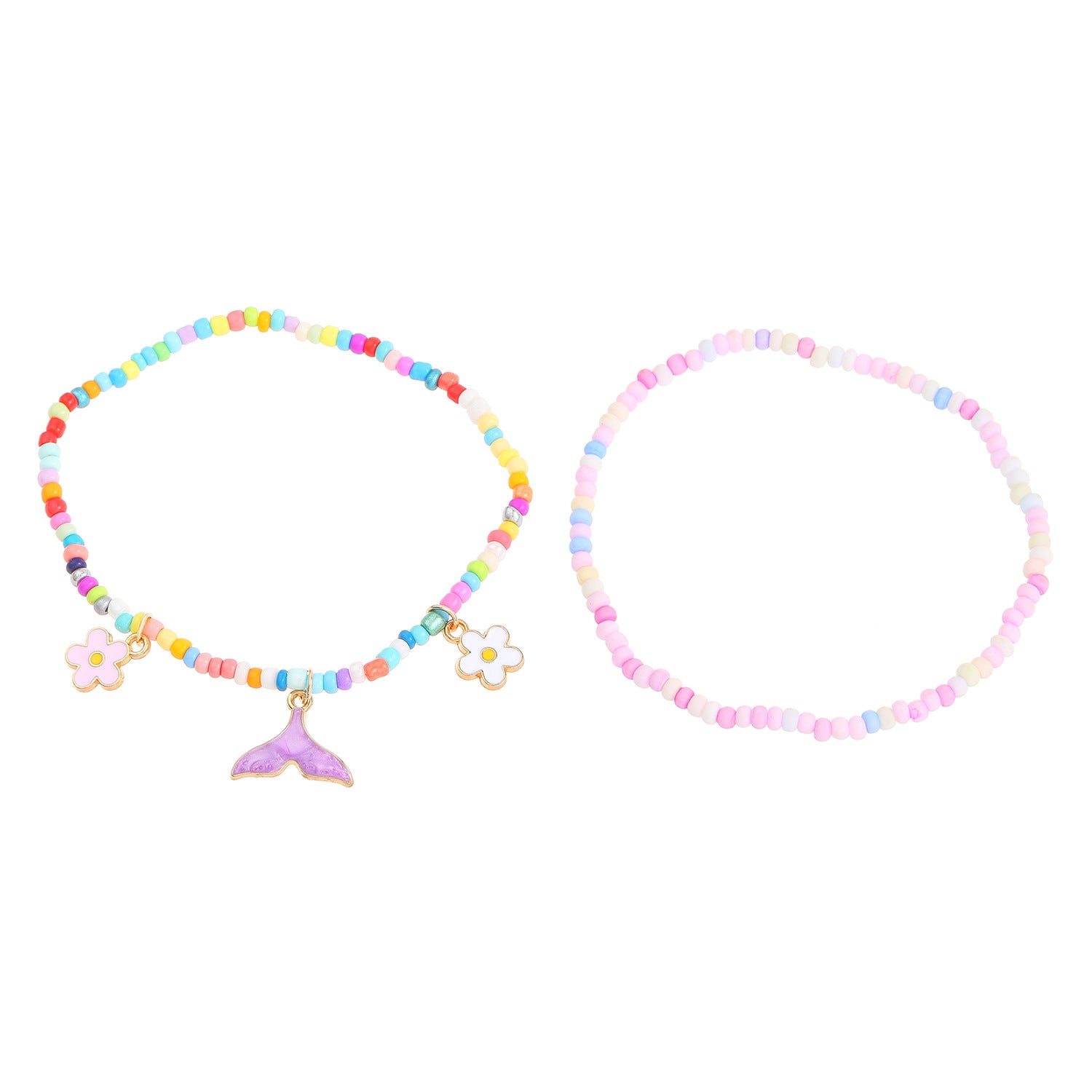 Wholesale Bohemian Vacation Style Color Random Soft Pottery Turtle Fish Tail Pendant Rice Bead Elastic Multi-Layer Foot Chain  Anklets