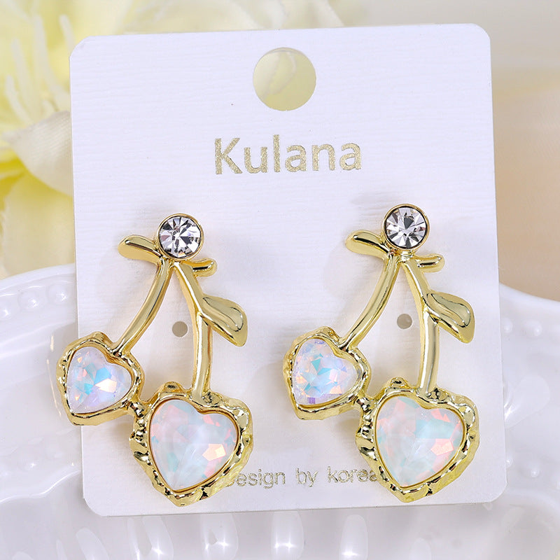 Wholesale  stainless steel red cherry earrings