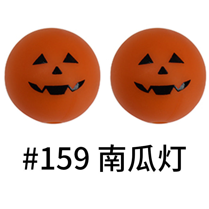 Wholesale 50pcs 15mm Western Style Leopard Skull Color Aztec Printed Silicone Balls Beads ACC-BDS-HeSheng006