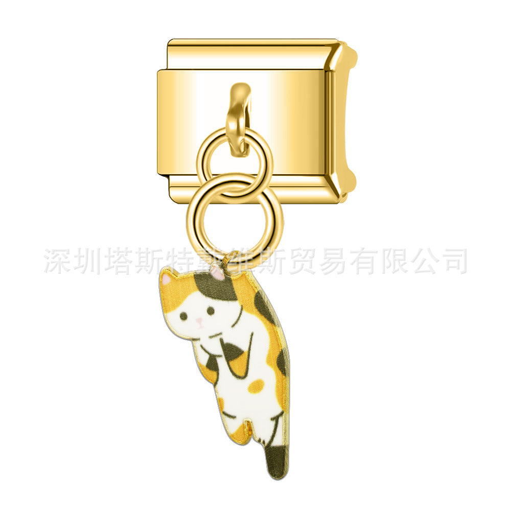Wholesale 9mm Italian Charm Starter Bracelets DIY square Single Section Creative Stainless Steel Composable Bracelet
