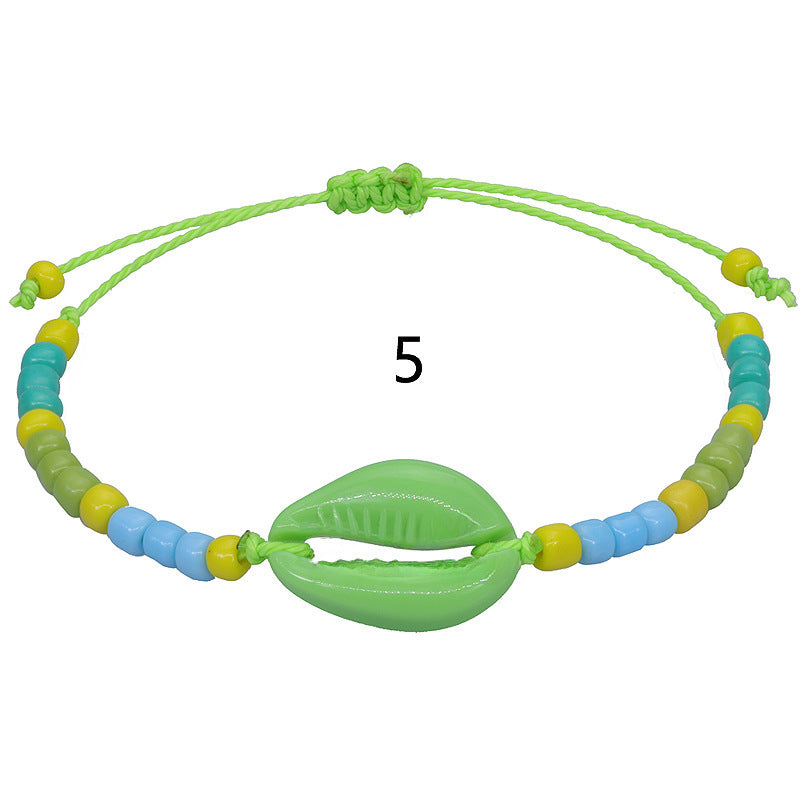 Wholesale Acrylic Shell Bracelet Colorful Rice Bead Weaving Bohemian Hand Rope Bracelet