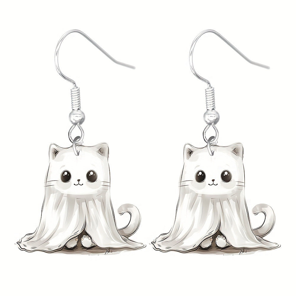 Wholesale  Cute Horror Mummy Cat Acrylic Earrings