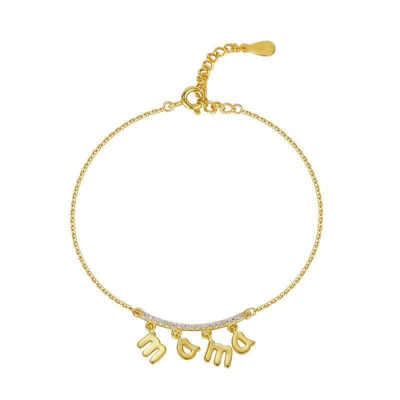 Wholesale Mother's Day  Letter Bracelet  S925 Sterling Silver Light Luxury Zircon Bracelet