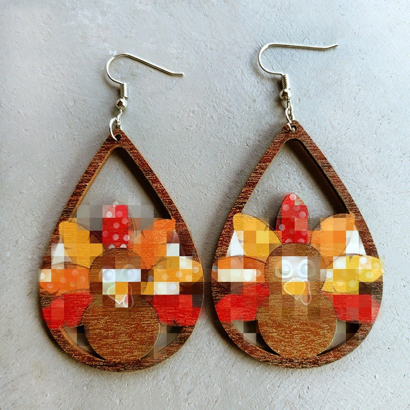 Wholesale wood ghost pumpkin bat earrings