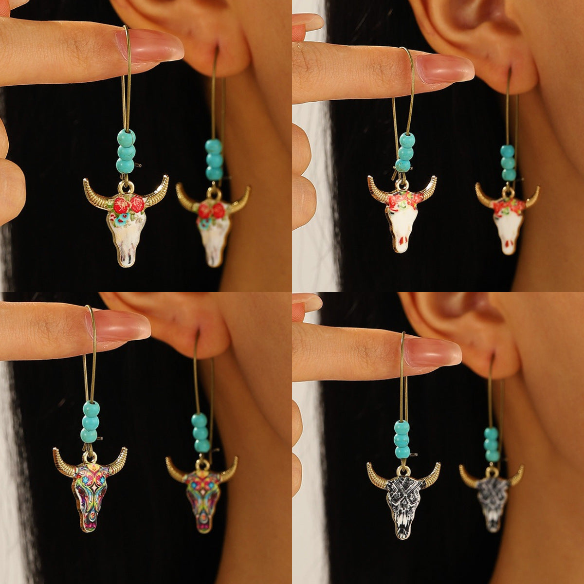 Wholesale  Retro Western Denim Style  Earrings