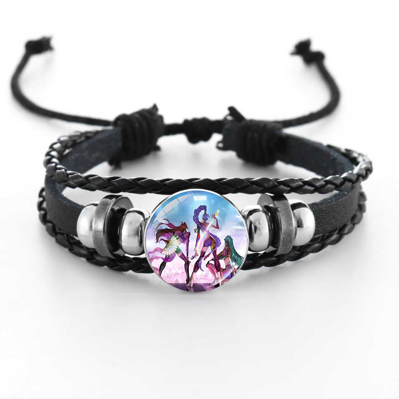 Wholesale Witcher Time Gem Adjustable Hand-woven Pink and Black Bracelet kpop