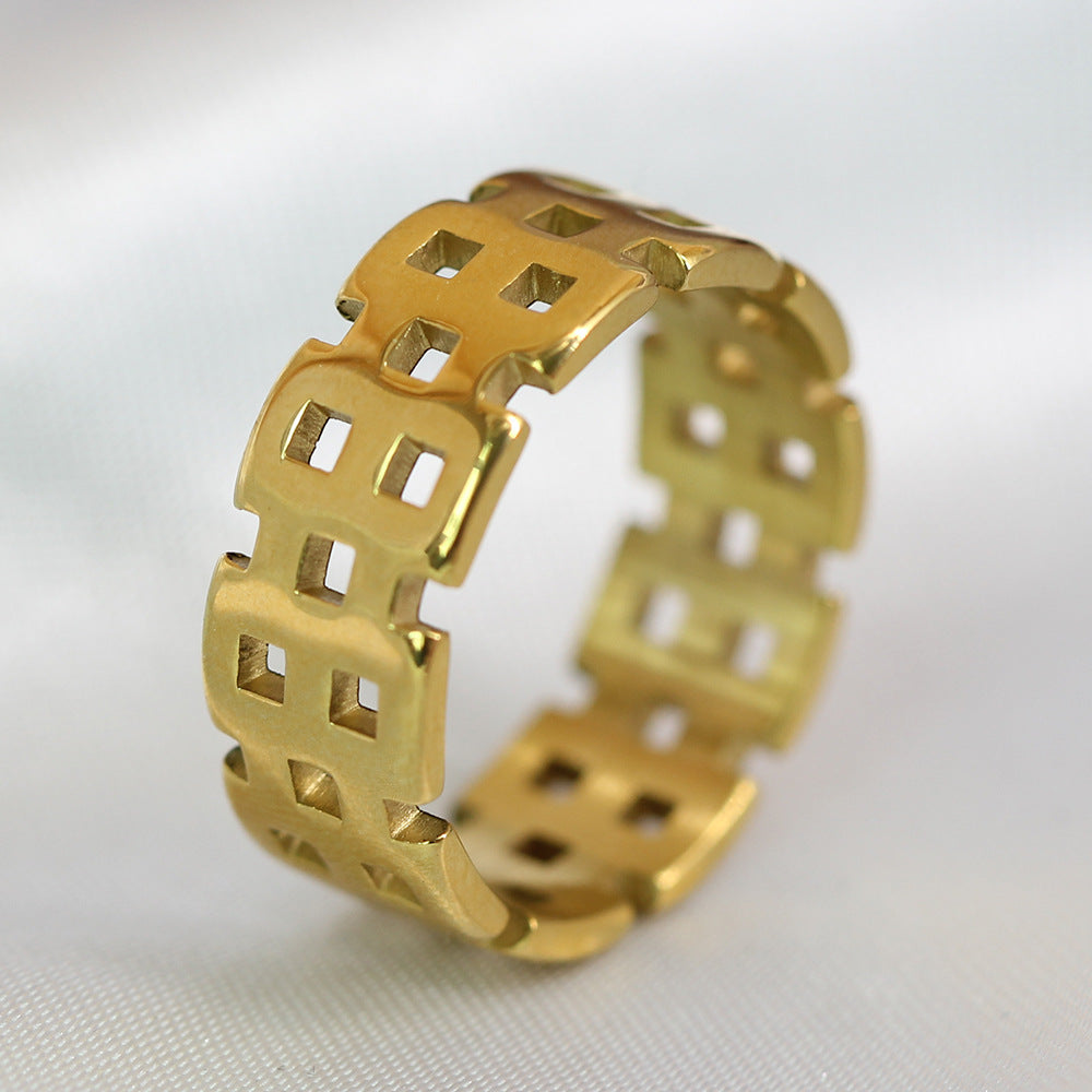 Wholesale Titanium Steel 8MM strap creative 18K gold ring