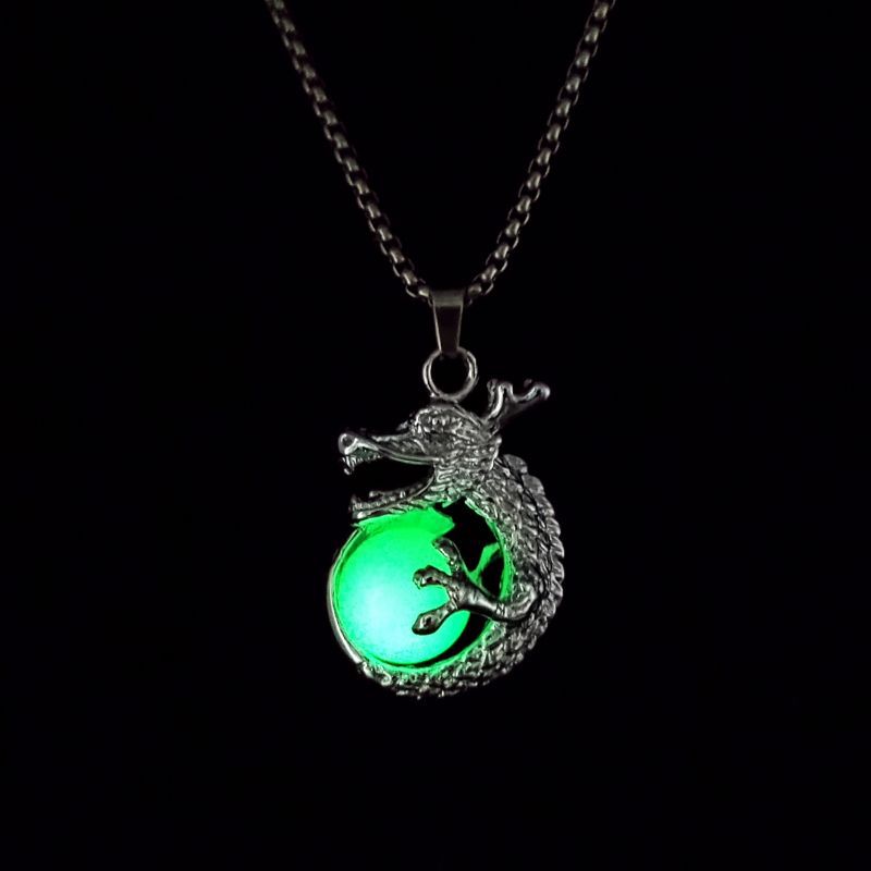 Wholesale  luminous fluorite Zodiac dragon pendant  necklace