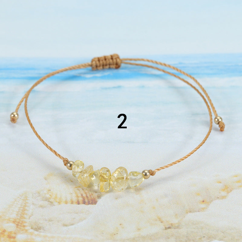 Wholesale  gravel bracelet irregular raw paraffin braided bracelet