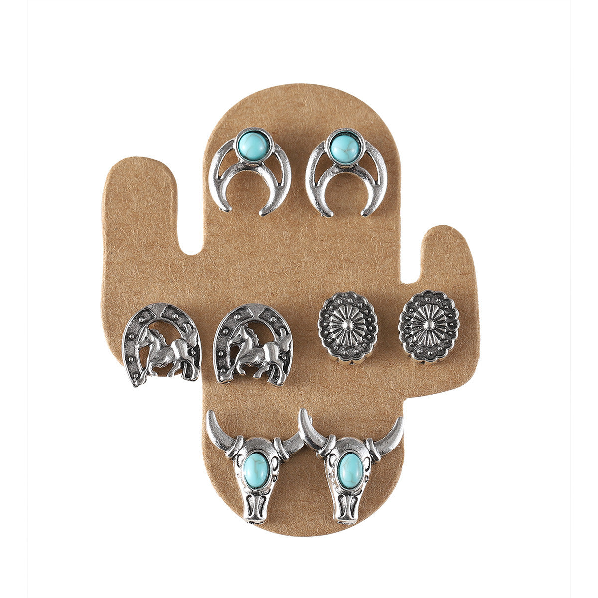 Wholesale Retro Bull Head Boots Set Earrings